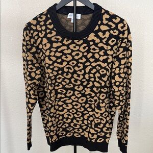 POPSUGAR Black and Tan Animal Print Sweater